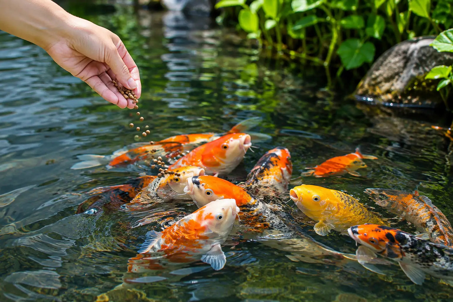 Koi Feeding Techniques That Keep Ponds Clean
